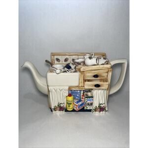 Vintage Paul Cardew Blue Willow Large Kitchen Sink Wash Basin Teapot Novelty